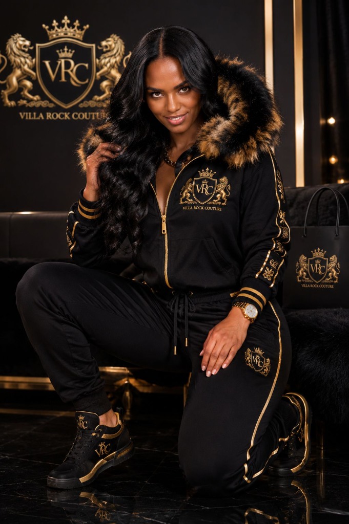 VRC Real Chinchilla Fur Sweat Suit (Black)