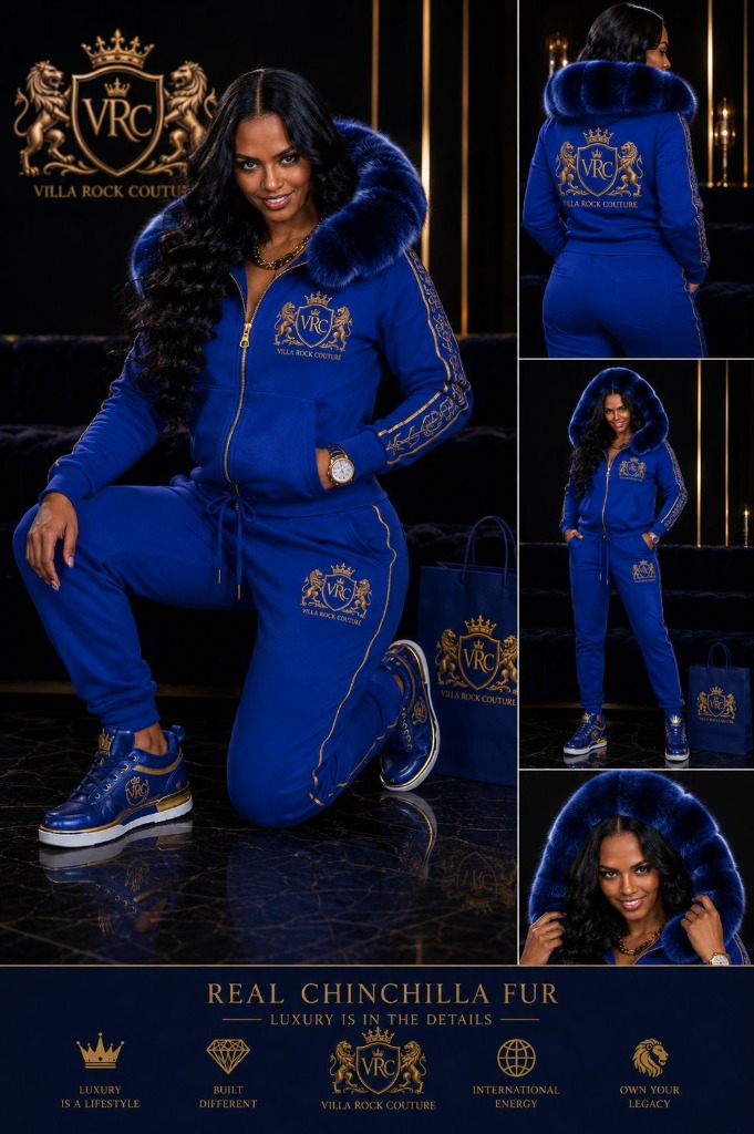 VRC Real Chinchilla Fur Sweat Suit (Royal Blue)